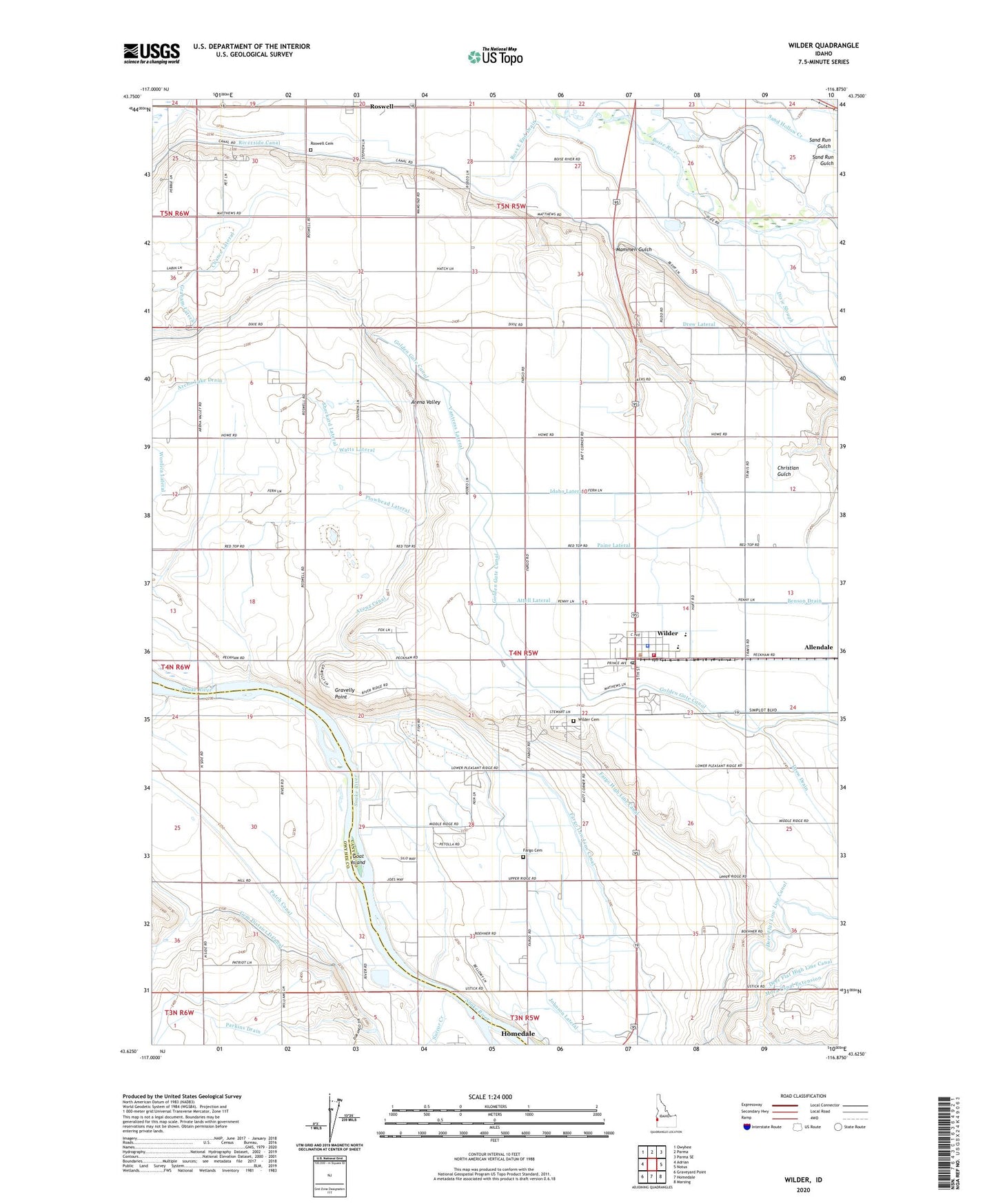 Wilder Idaho US Topo Map Image