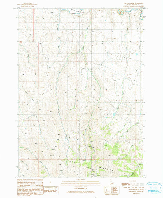 Classic USGS Williams Creek Idaho 7.5'x7.5' Topo Map Image