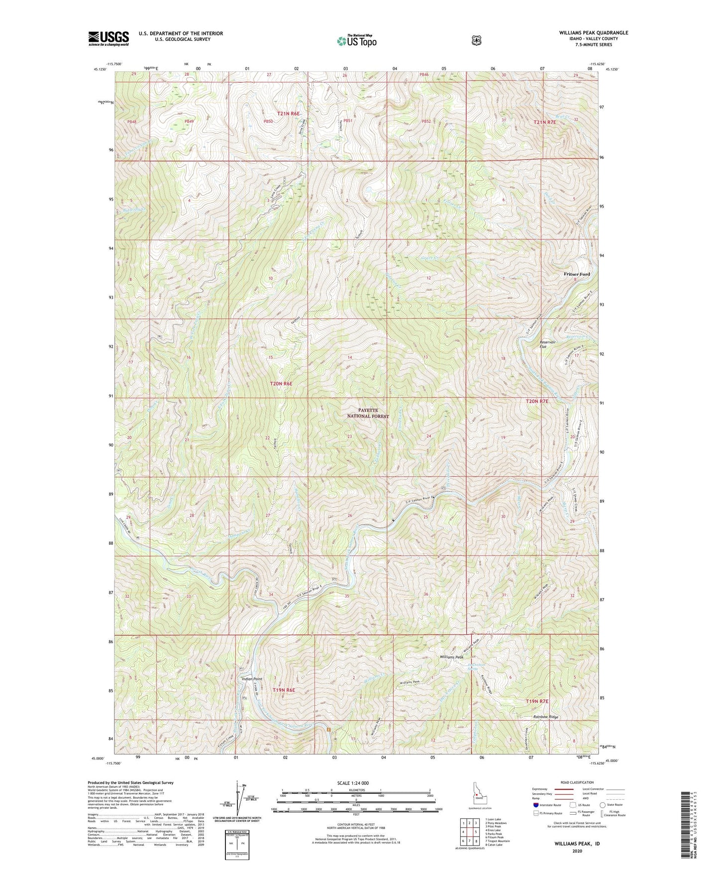 Williams Peak Idaho US Topo Map Image