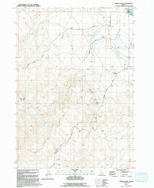 Classic USGS Wilson Peak Idaho 7.5'x7.5' Topo Map Image