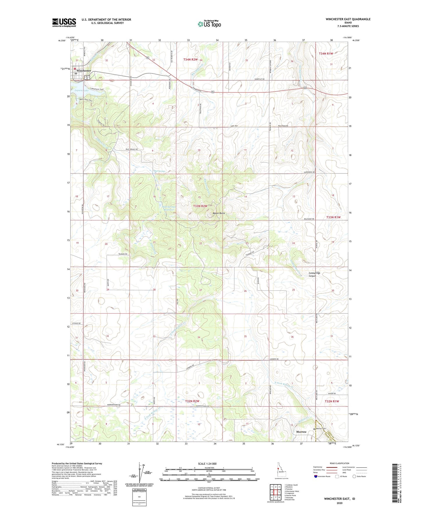 Winchester East Idaho US Topo Map Image