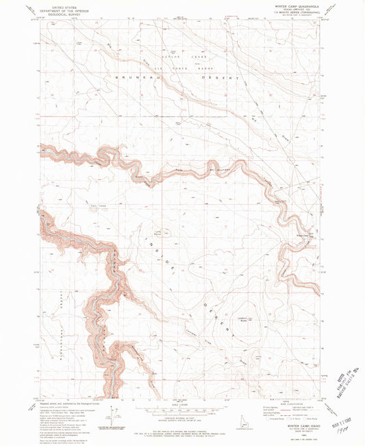 Classic USGS Winter Camp Idaho 7.5'x7.5' Topo Map Image