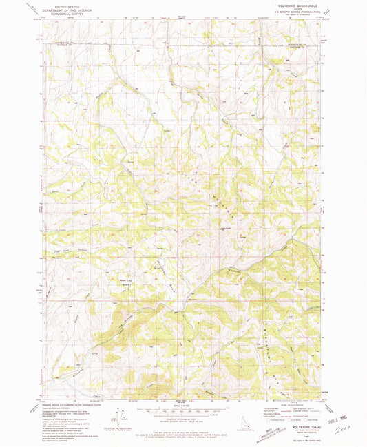 Classic USGS Wolverine Idaho 7.5'x7.5' Topo Map Image