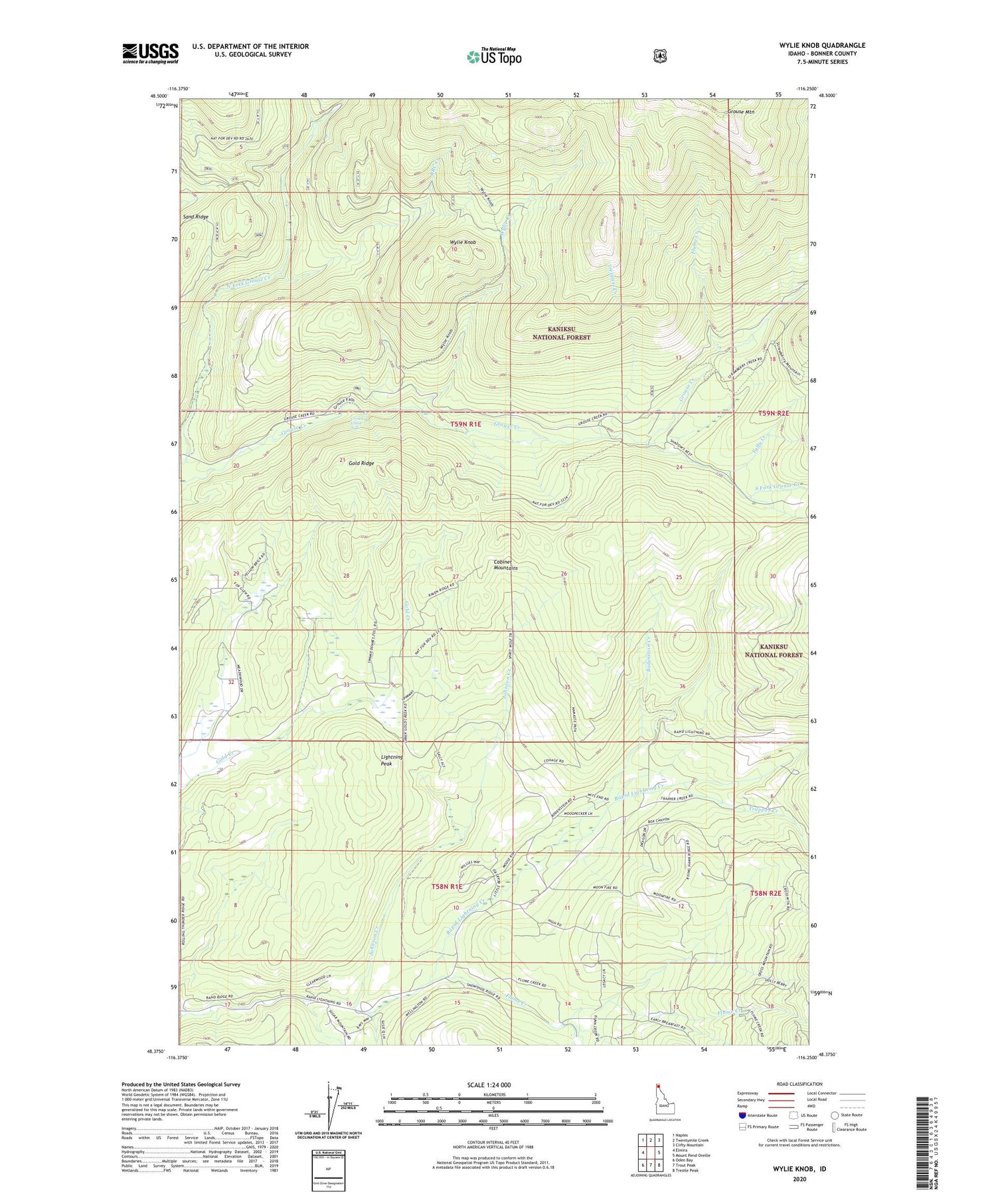 Wylie Knob Idaho US Topo Map Image