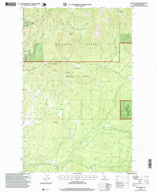 Classic USGS Wylie Knob Idaho 7.5'x7.5' Topo Map Image