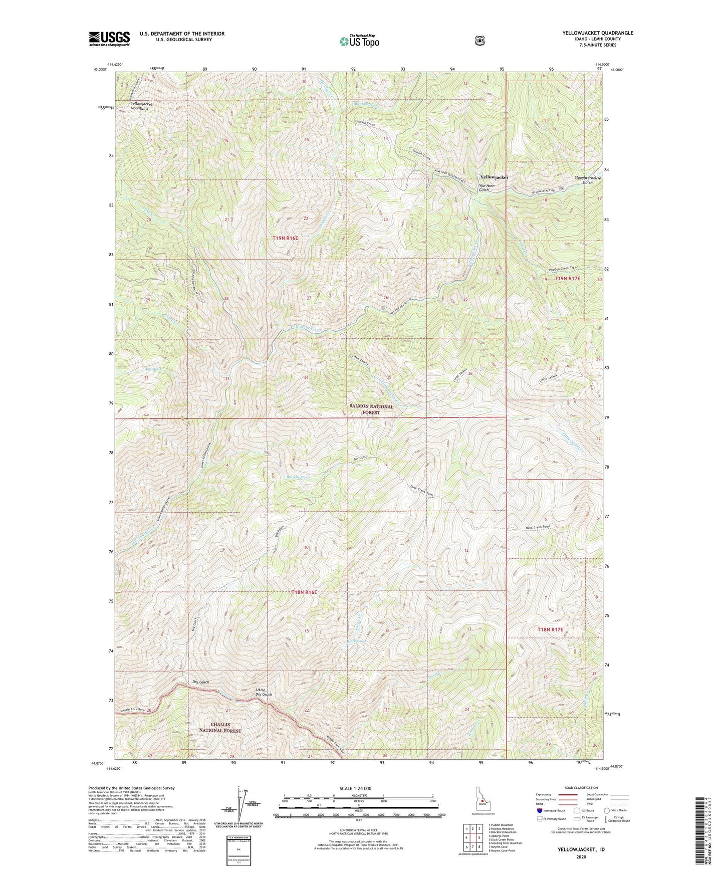 Yellowjacket Idaho US Topo Map Image