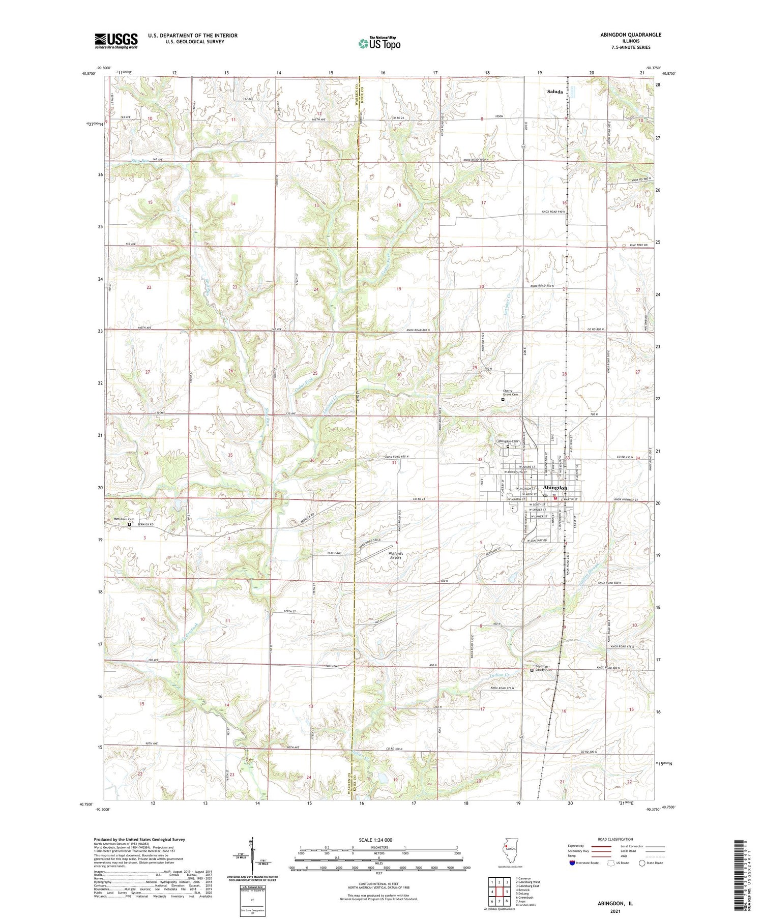 Abingdon Illinois US Topo Map Image