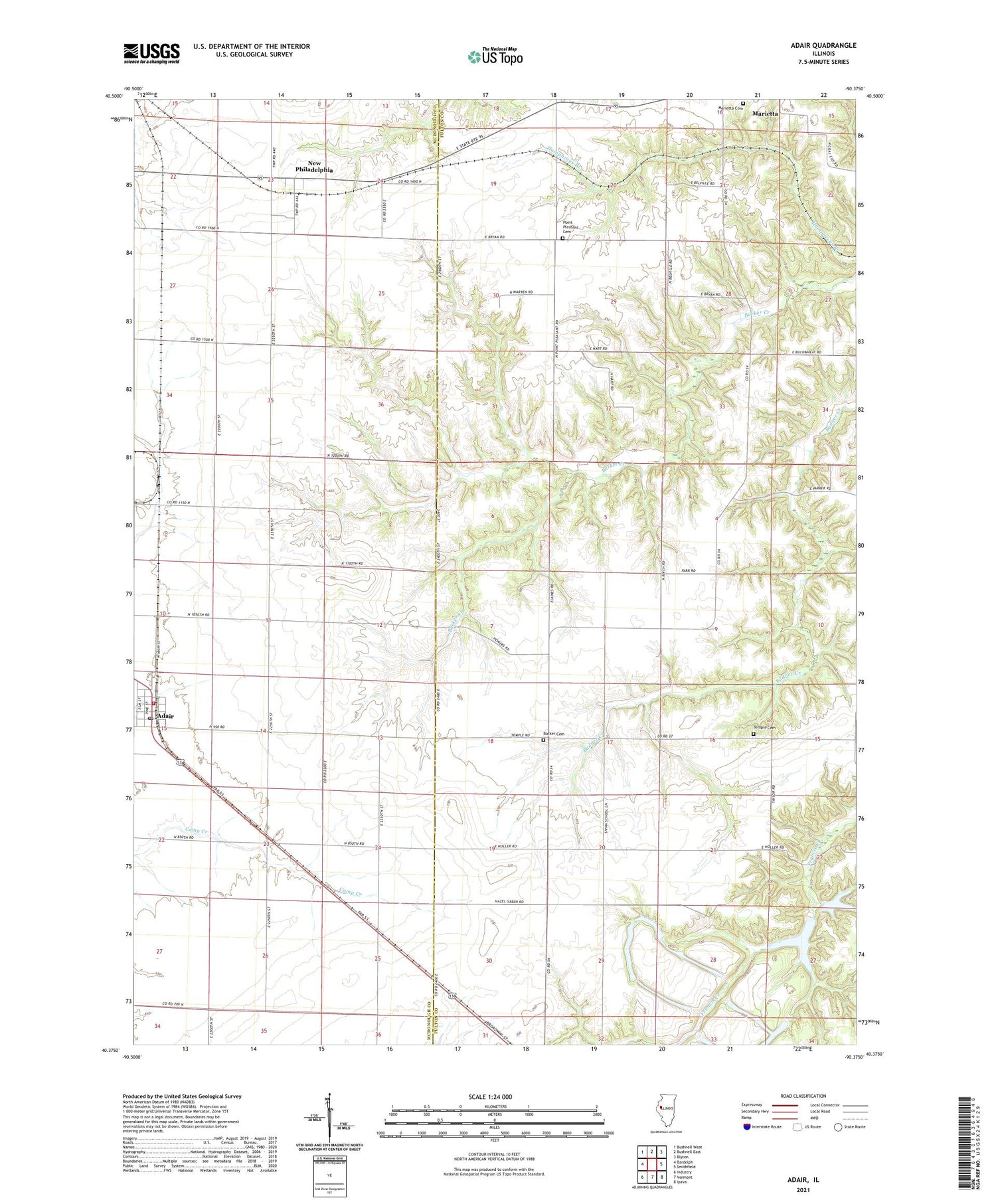 Adair Illinois US Topo Map Image