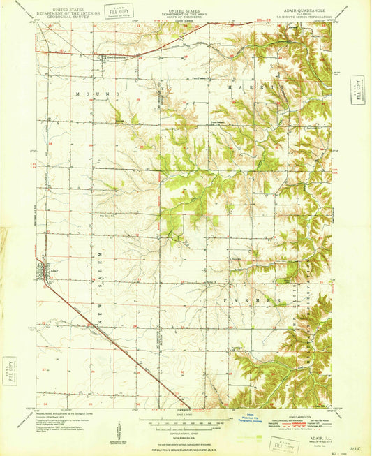 Classic USGS Adair Illinois 7.5'x7.5' Topo Map Image