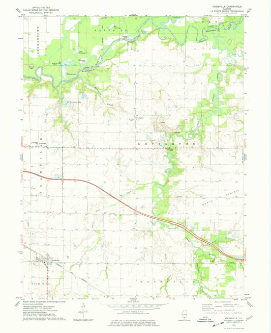 Classic USGS Addieville Illinois 7.5'x7.5' Topo Map Image