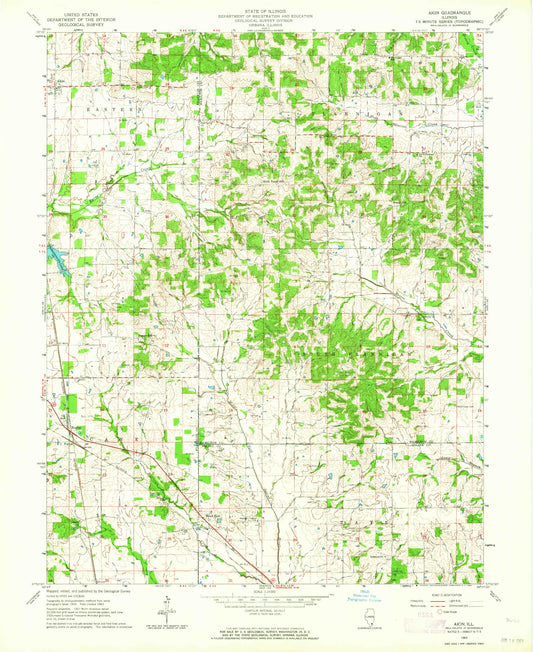 Classic USGS Akin Illinois 7.5'x7.5' Topo Map Image