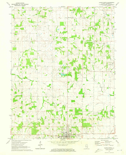 Classic USGS Albion North Illinois 7.5'x7.5' Topo Map Image