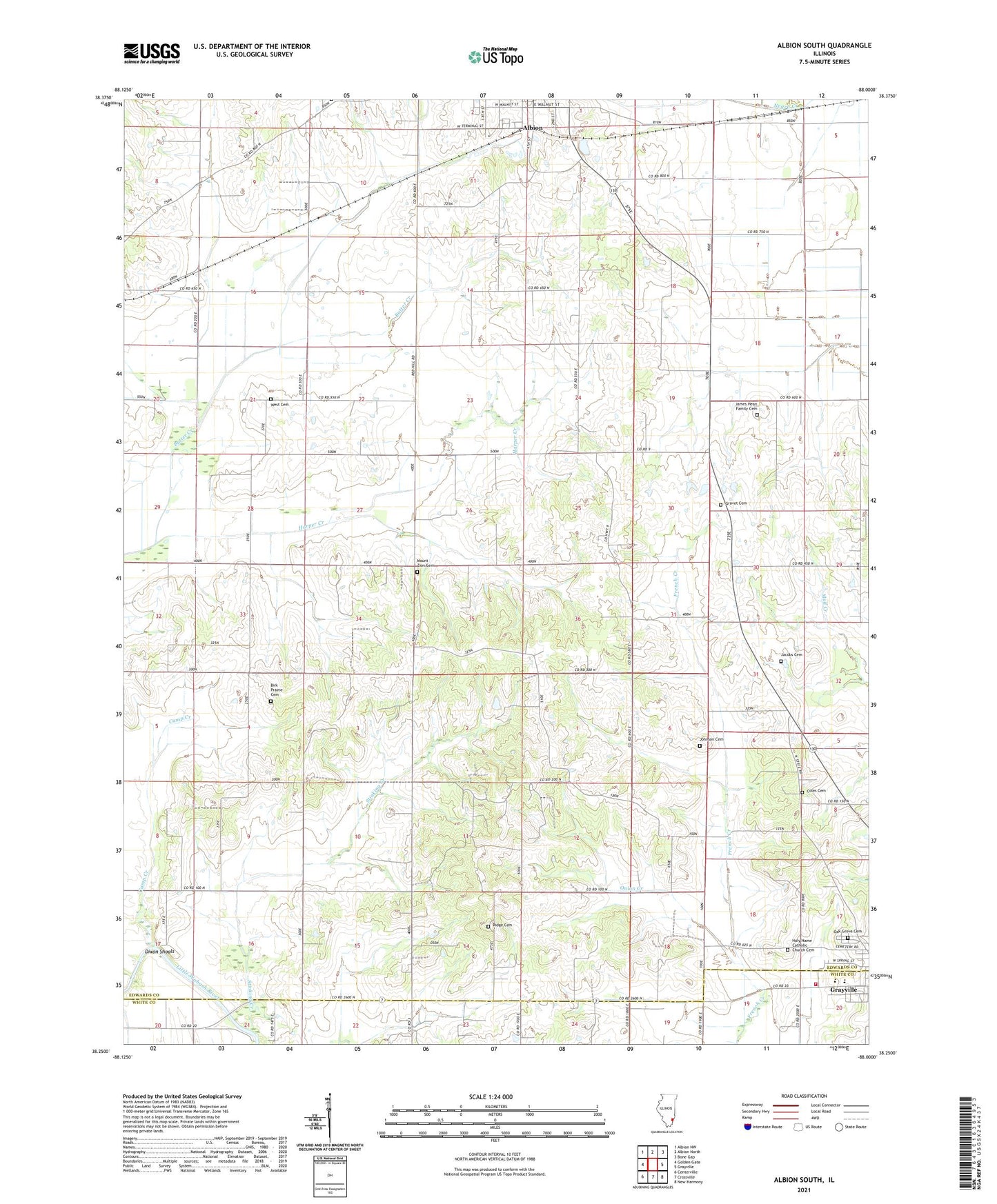 Albion South Illinois US Topo Map Image