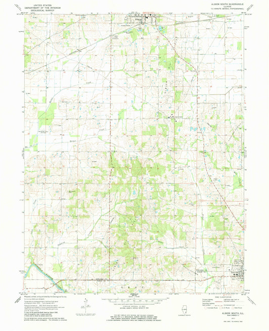 Classic USGS Albion South Illinois 7.5'x7.5' Topo Map Image