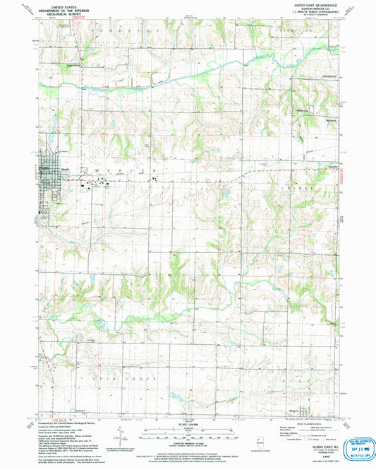 Classic USGS Aledo East Illinois 7.5'x7.5' Topo Map Image
