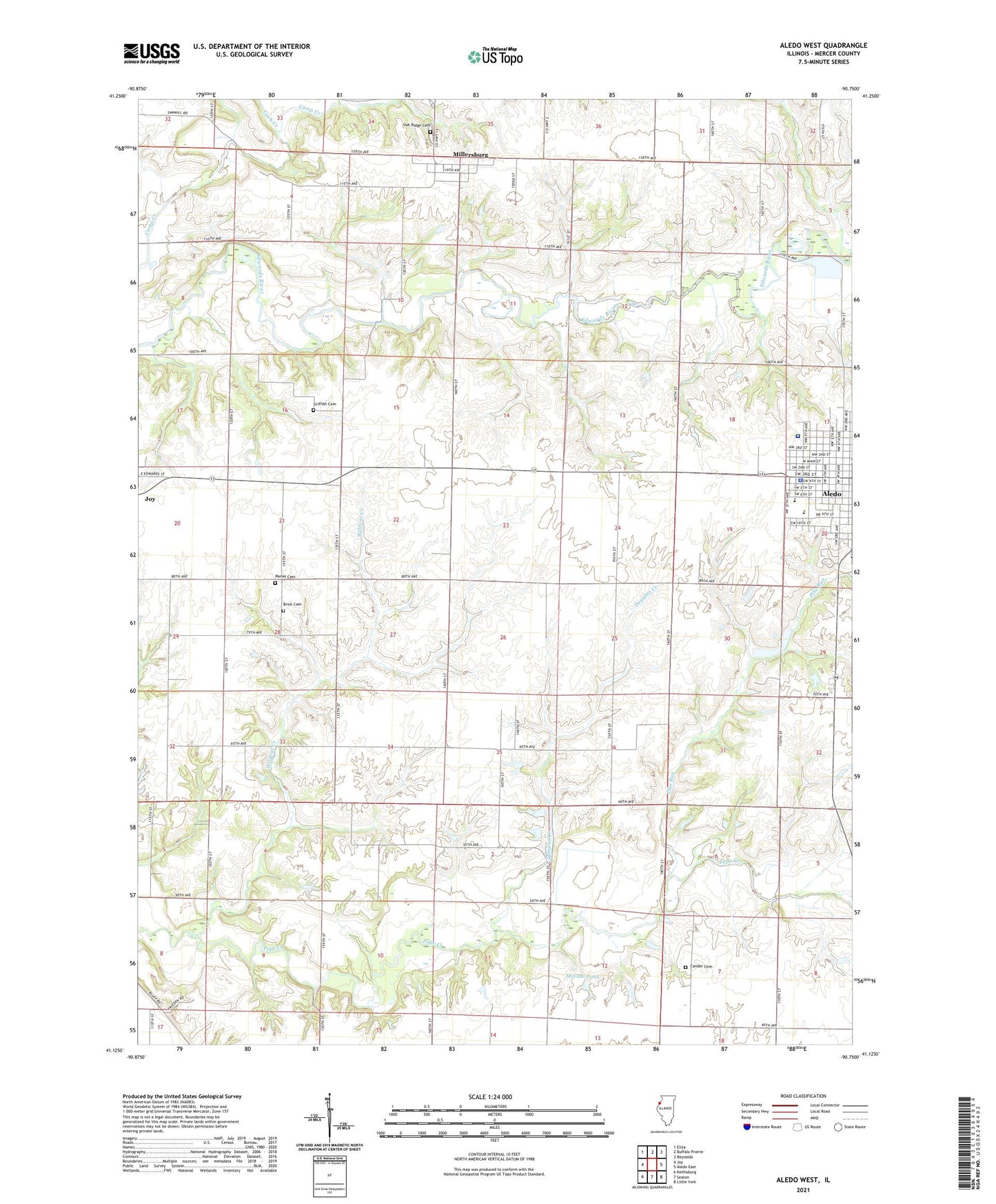 Aledo West Illinois US Topo Map Image