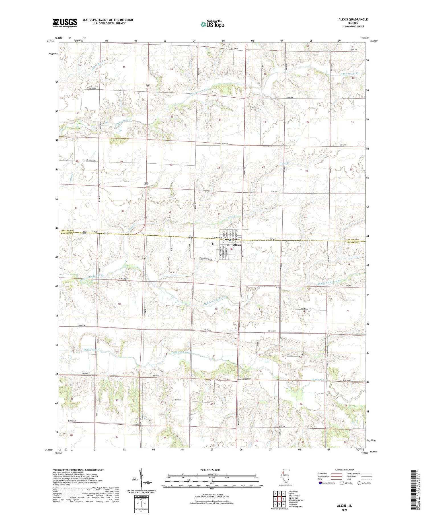 Alexis Illinois US Topo Map Image