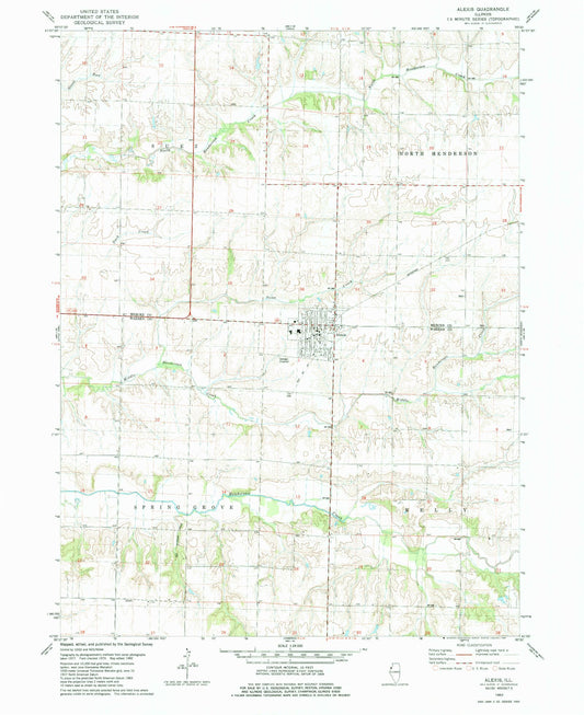 Classic USGS Alexis Illinois 7.5'x7.5' Topo Map Image
