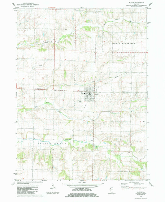 Classic USGS Alexis Illinois 7.5'x7.5' Topo Map Image