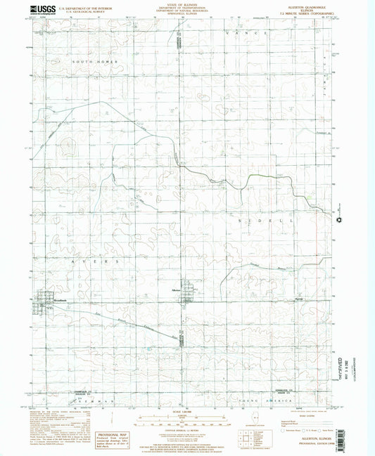 Classic USGS Allerton Illinois 7.5'x7.5' Topo Map Image
