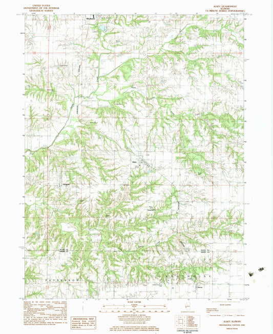 Classic USGS Alsey Illinois 7.5'x7.5' Topo Map Image