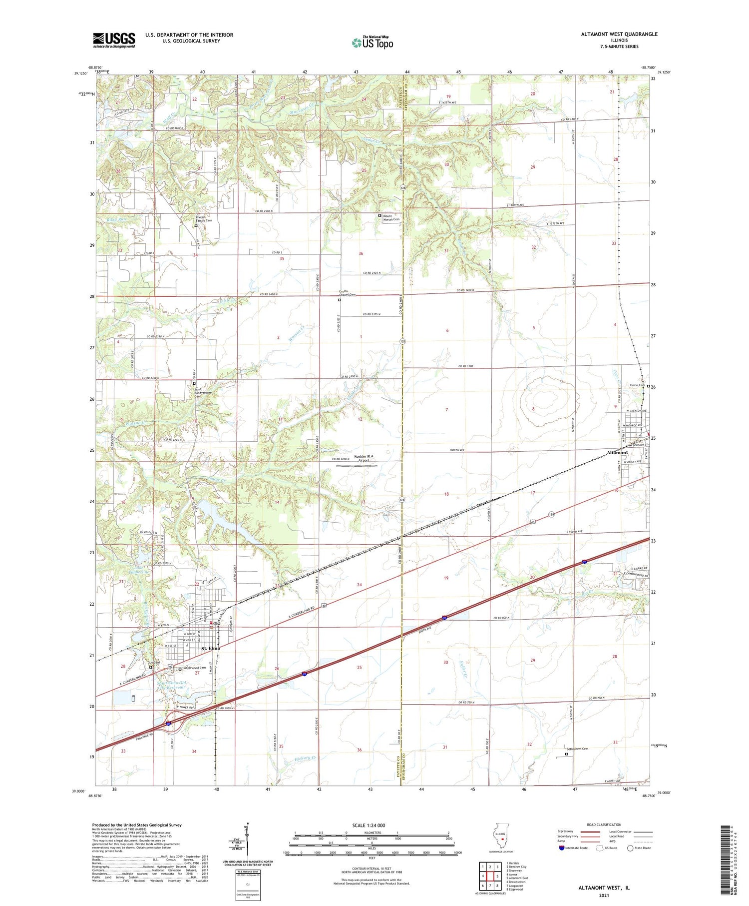 Altamont West Illinois US Topo Map Image