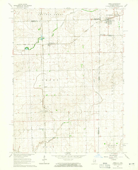Classic USGS Ambia Indiana 7.5'x7.5' Topo Map Image