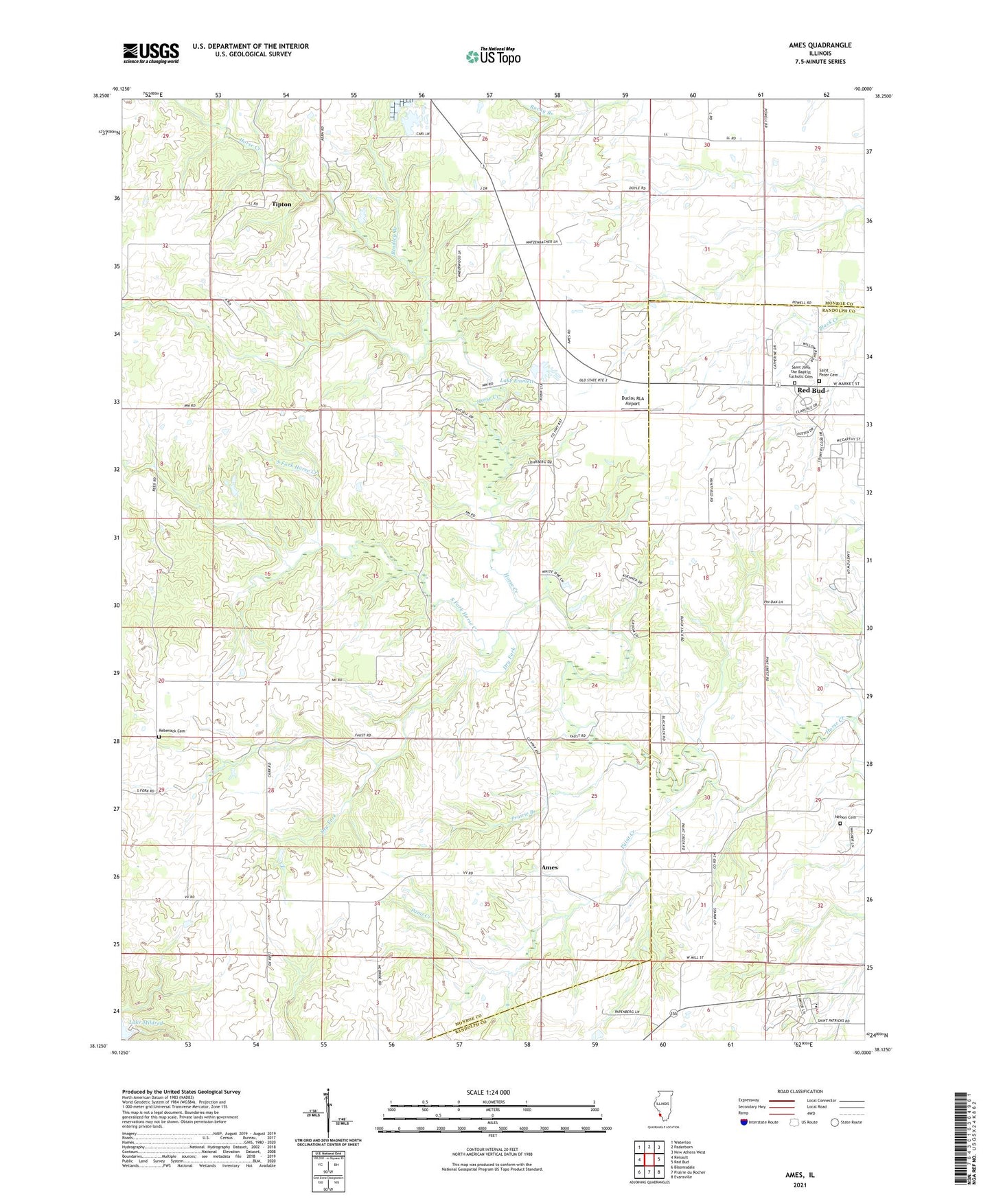 Ames Illinois US Topo Map Image