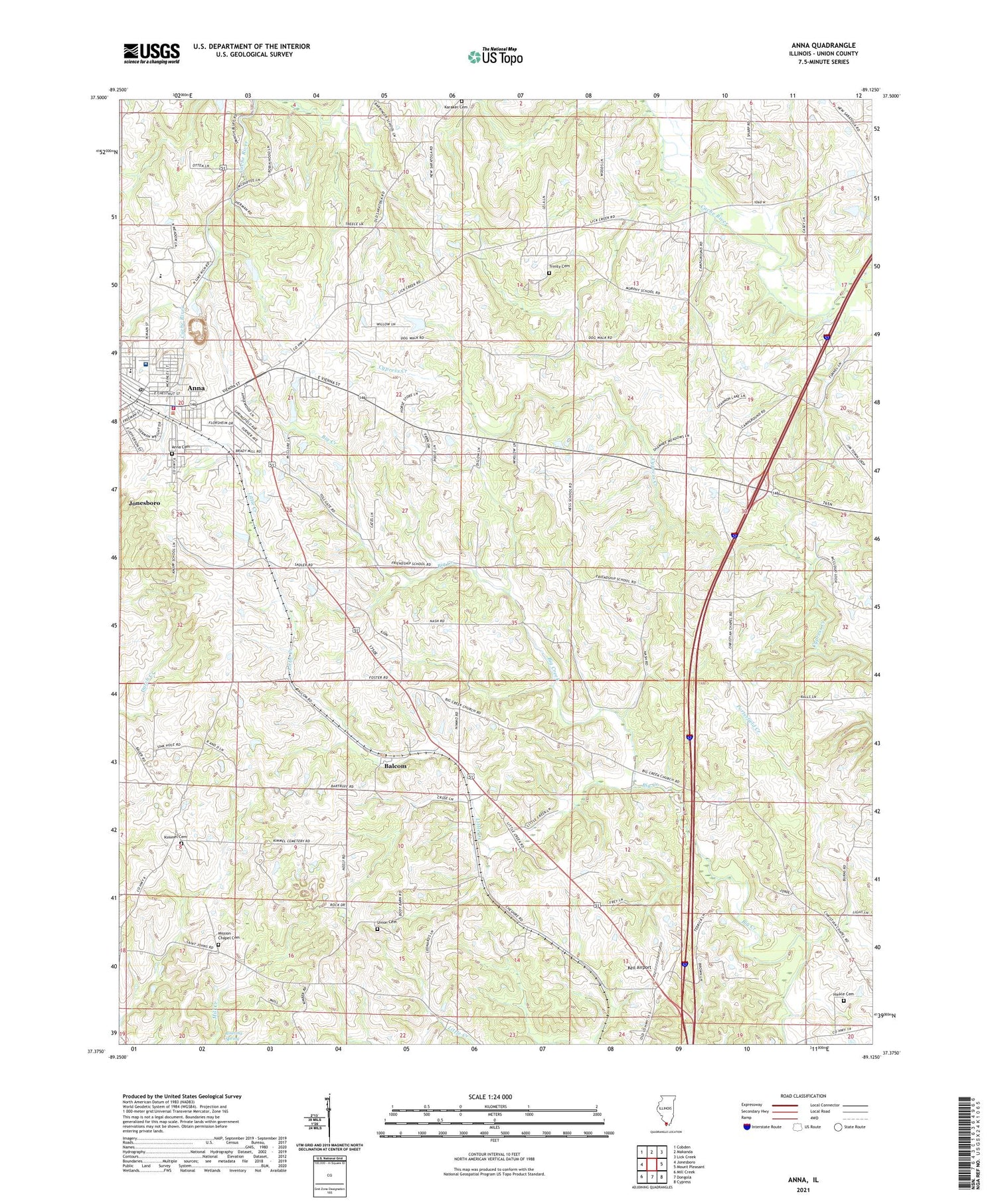 Anna Illinois US Topo Map Image
