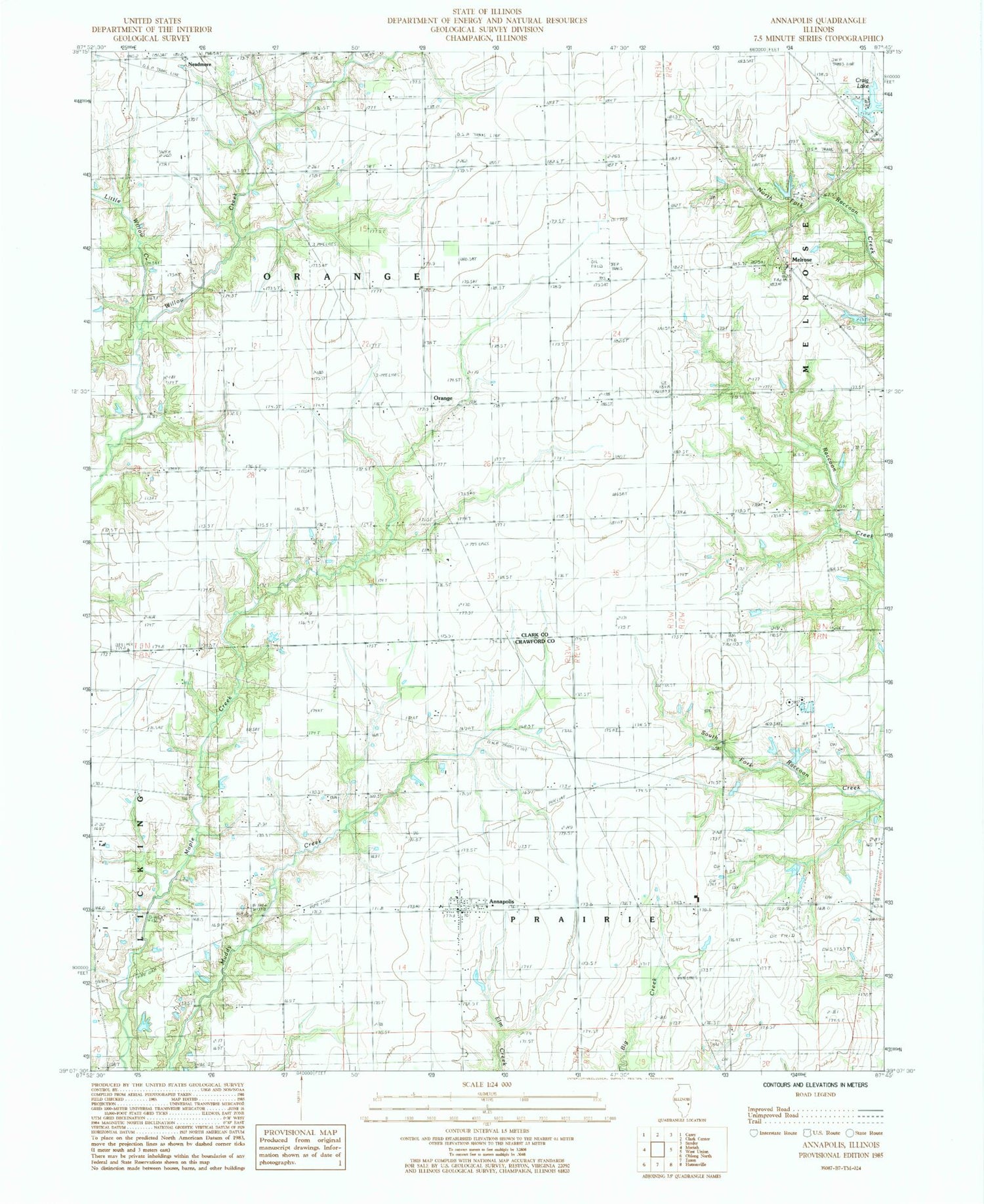 Classic USGS Annapolis Illinois 7.5'x7.5' Topo Map Image