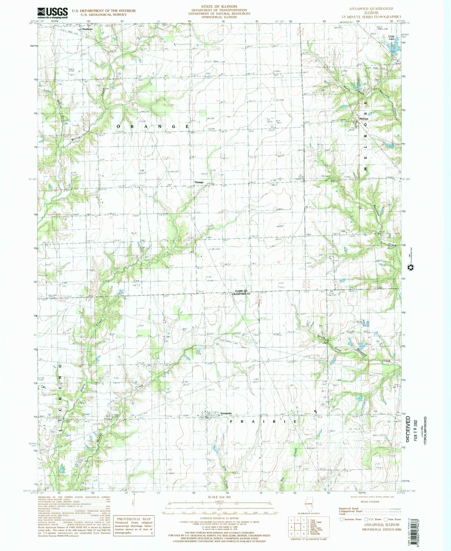 Classic USGS Annapolis Illinois 7.5'x7.5' Topo Map Image