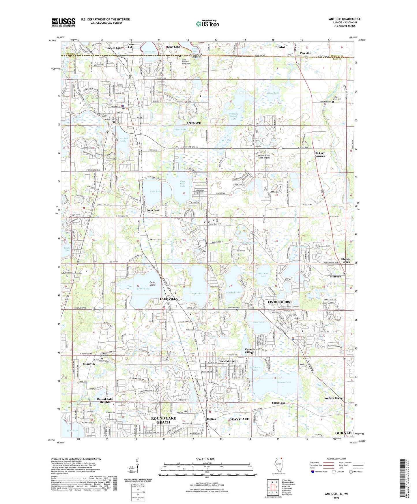 Antioch Illinois US Topo Map Image