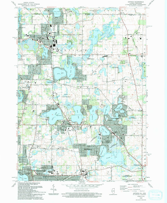Classic USGS Antioch Illinois 7.5'x7.5' Topo Map Image