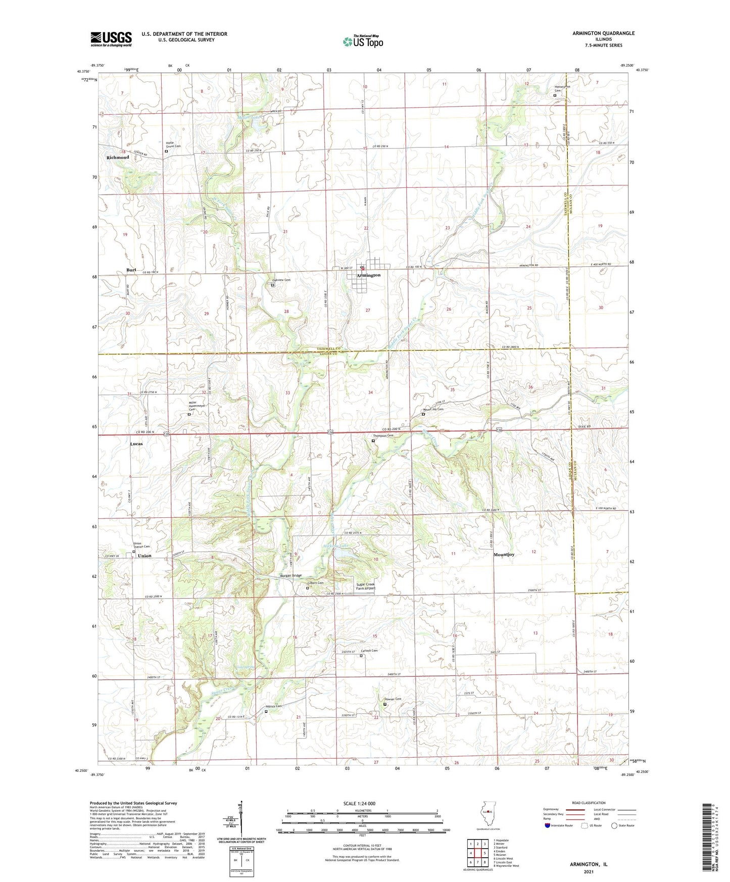 Armington Illinois US Topo Map Image