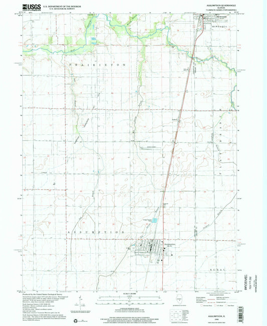 Classic USGS Assumption Illinois 7.5'x7.5' Topo Map Image