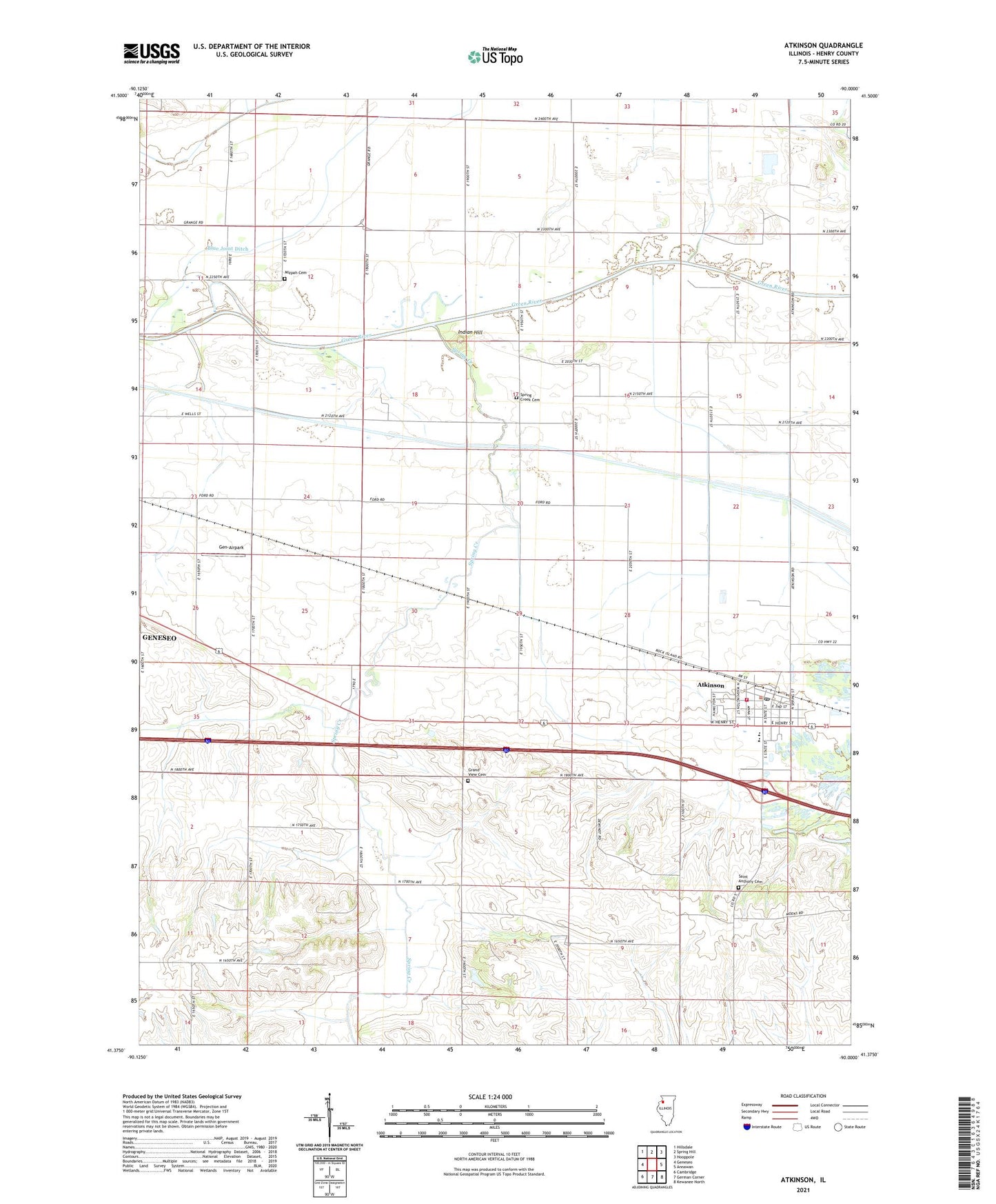Atkinson Illinois US Topo Map Image