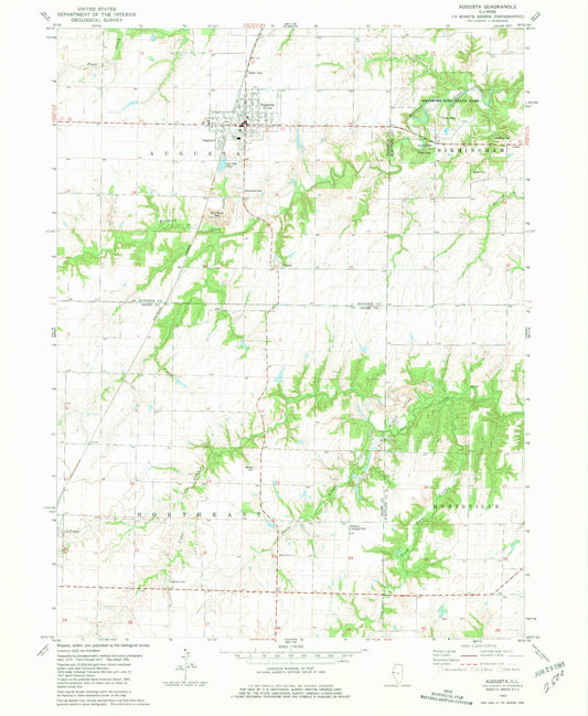 Classic USGS Augusta Illinois 7.5'x7.5' Topo Map Image