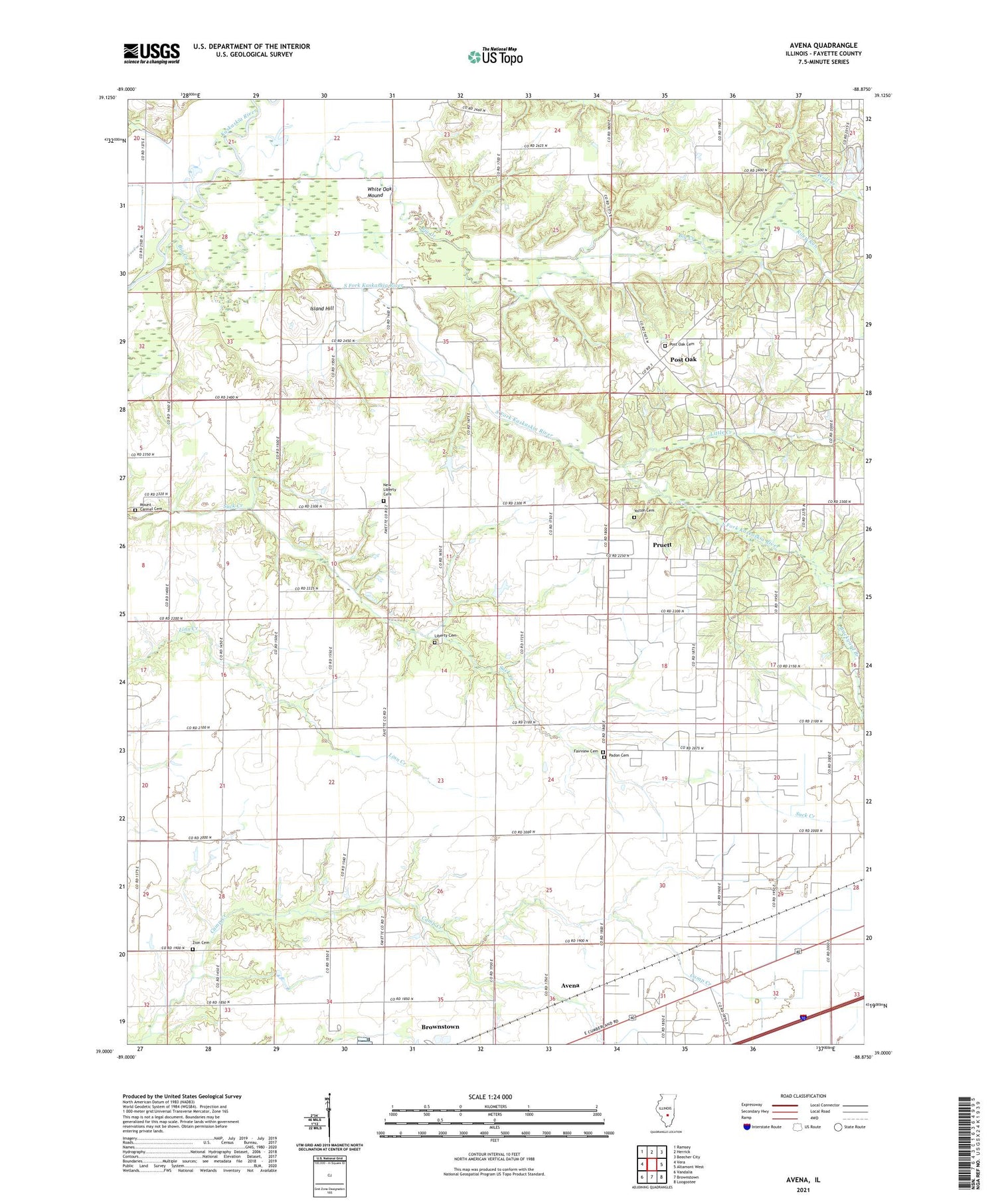 Avena Illinois US Topo Map Image