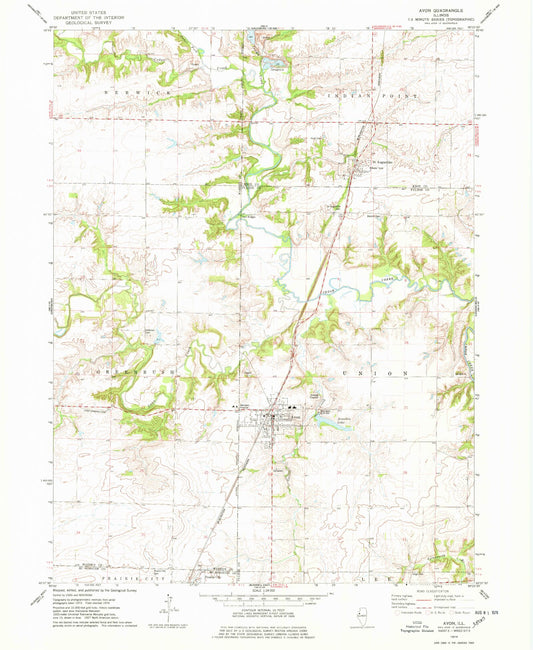 Classic USGS Avon Illinois 7.5'x7.5' Topo Map Image