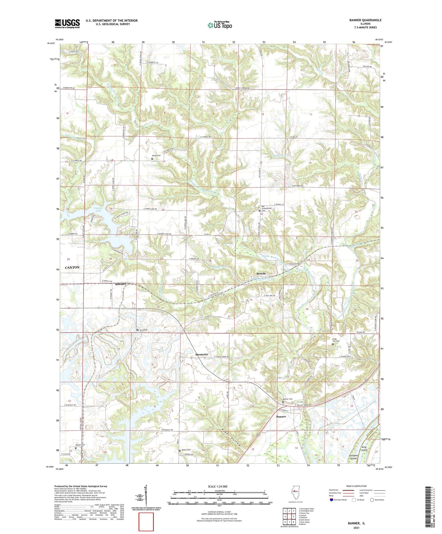 Banner Illinois US Topo Map Image