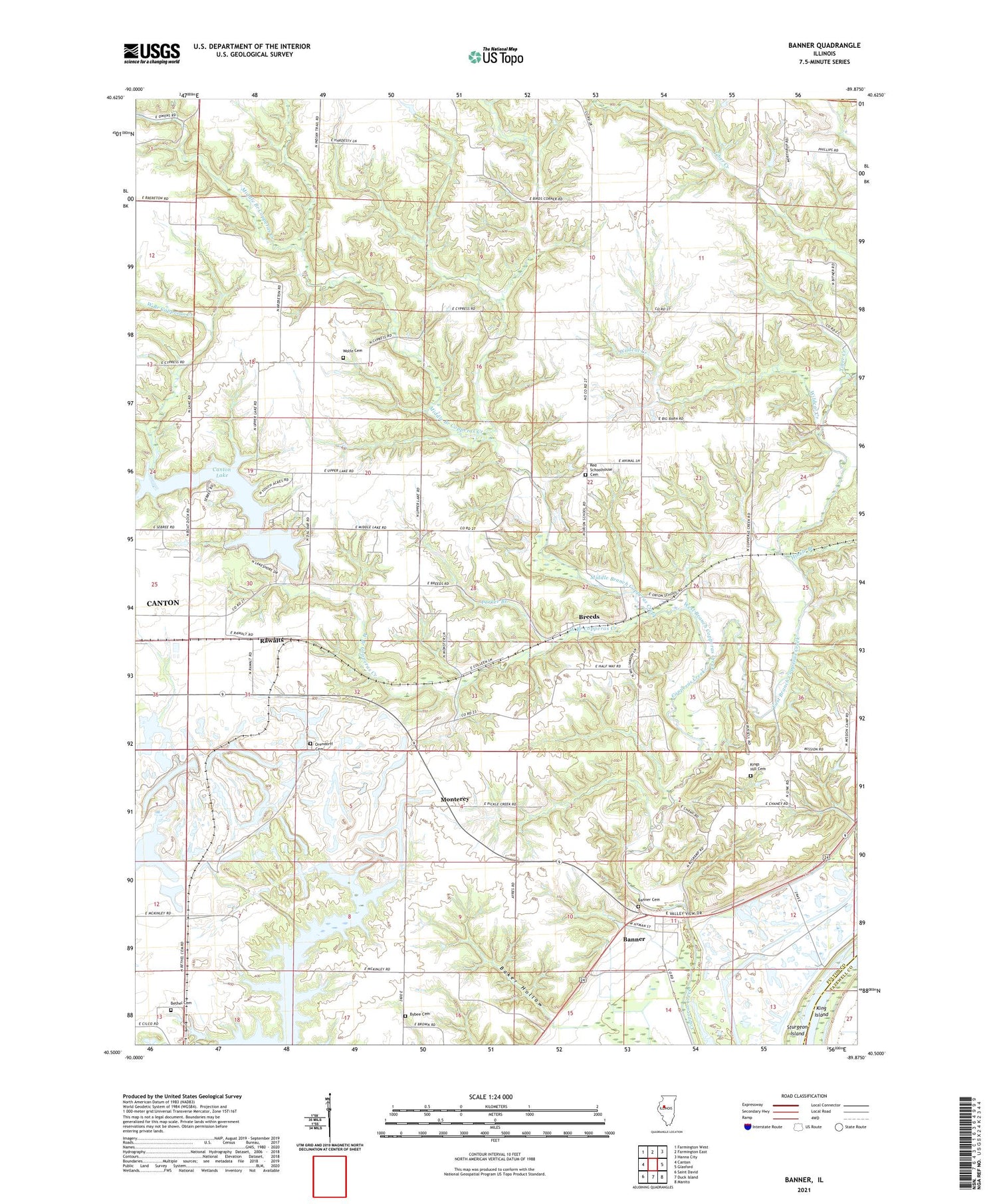 Banner Illinois US Topo Map Image