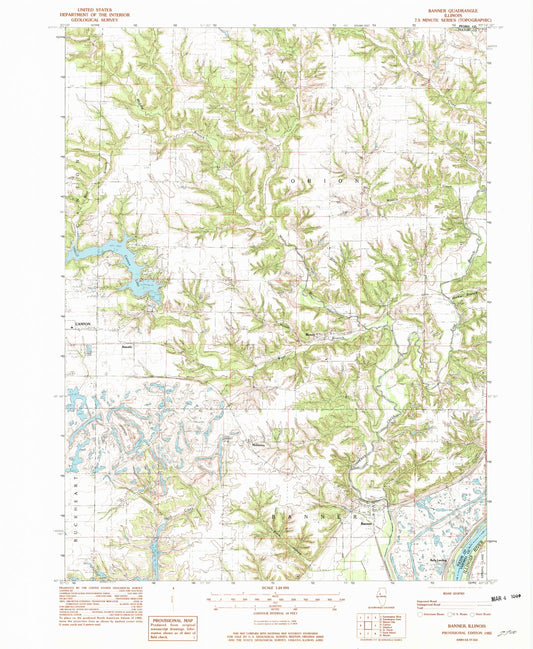 Classic USGS Banner Illinois 7.5'x7.5' Topo Map Image