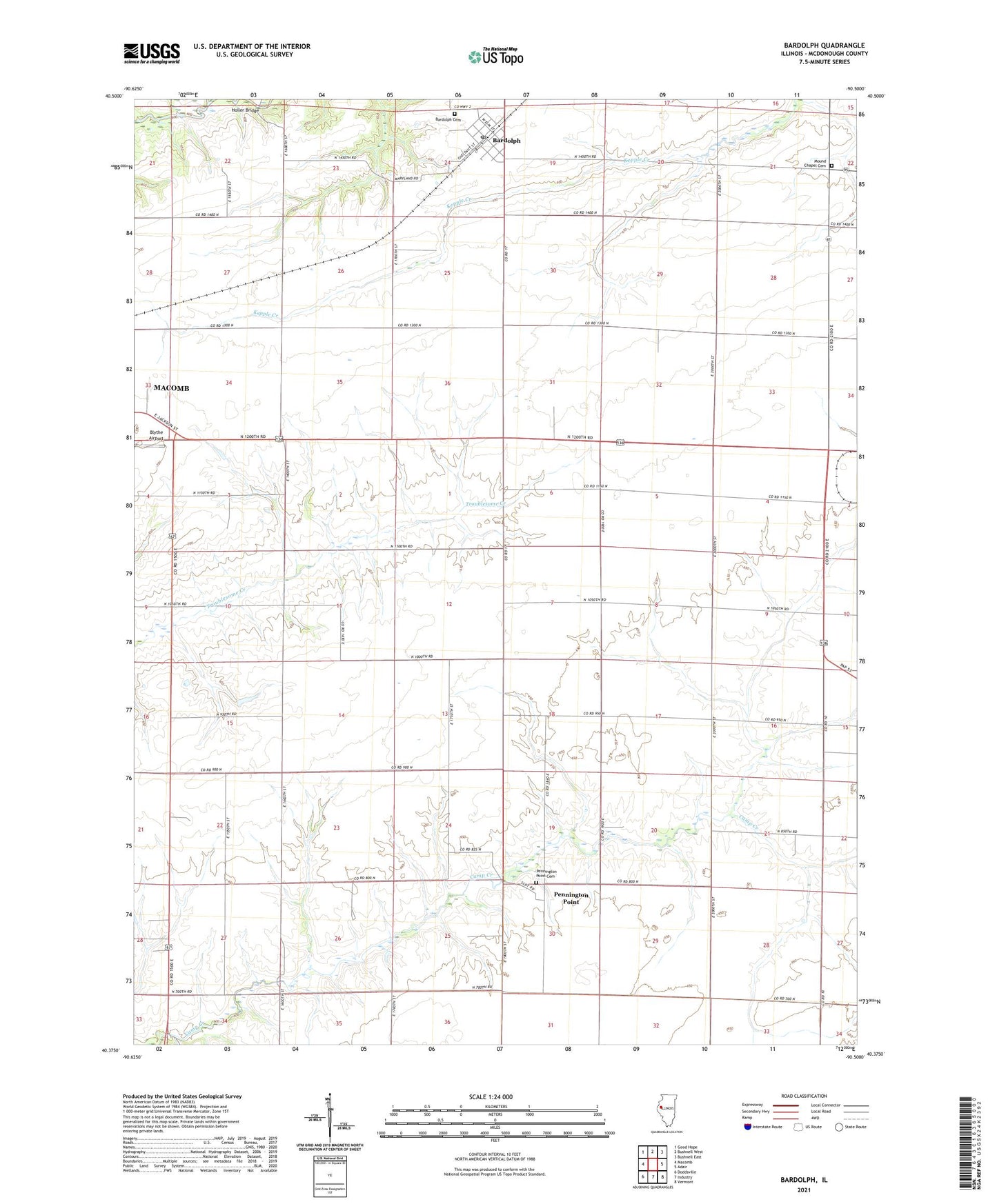 Bardolph Illinois US Topo Map Image
