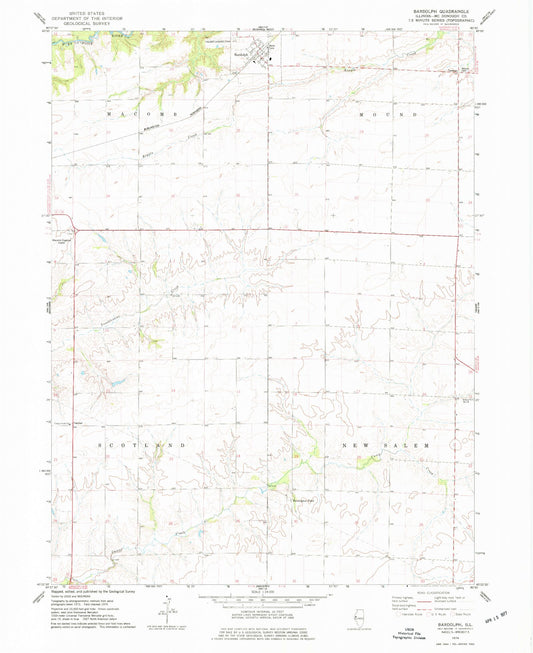 Classic USGS Bardolph Illinois 7.5'x7.5' Topo Map Image