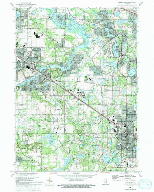 Classic USGS Barrington Illinois 7.5'x7.5' Topo Map Image