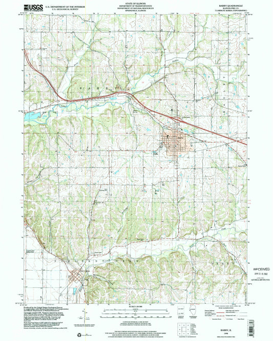 Classic USGS Barry Illinois 7.5'x7.5' Topo Map Image