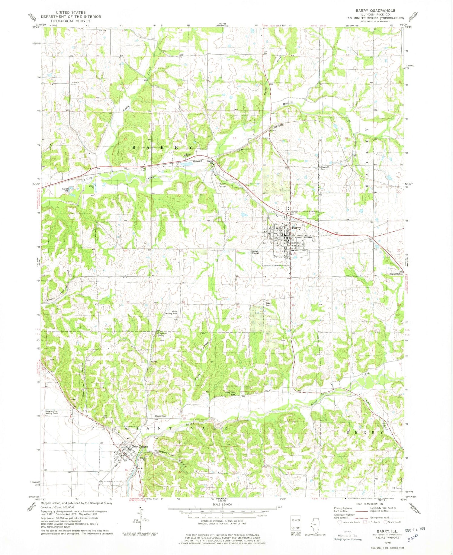 Classic USGS Barry Illinois 7.5'x7.5' Topo Map Image