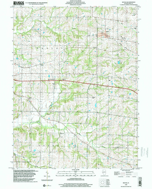 Classic USGS Baylis Illinois 7.5'x7.5' Topo Map Image