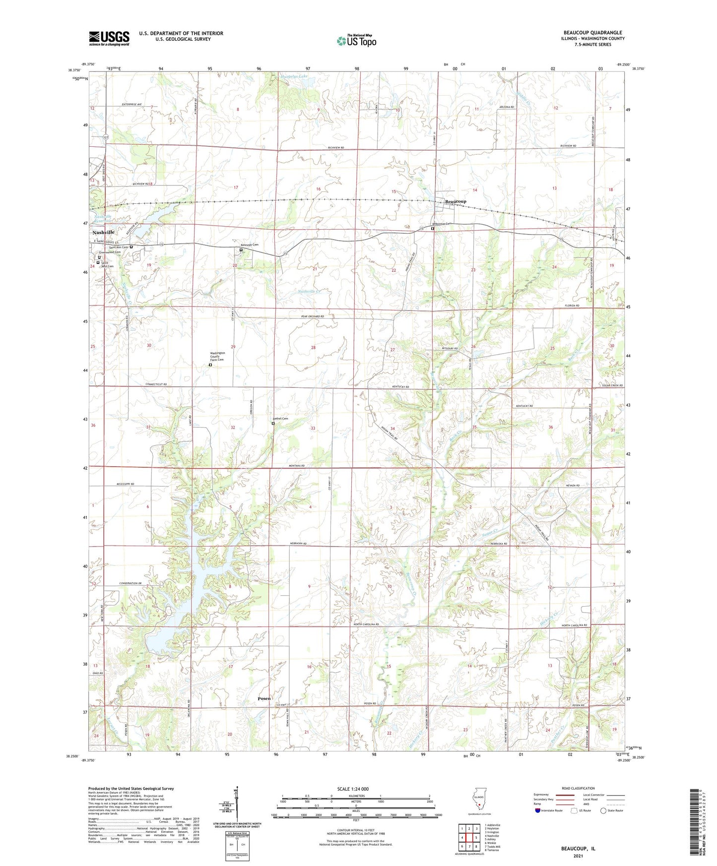 Beaucoup Illinois US Topo Map Image