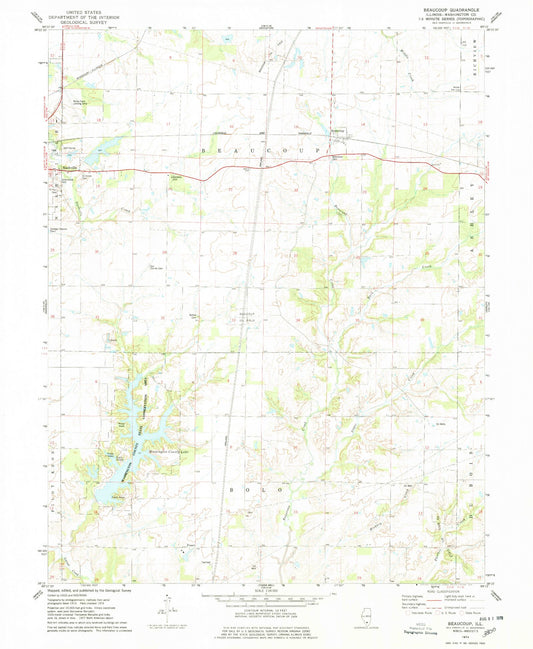 Classic USGS Beaucoup Illinois 7.5'x7.5' Topo Map Image